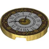 Tile Round 3 x 3 with White Clock Face, Decorations Print / Pearl Gold