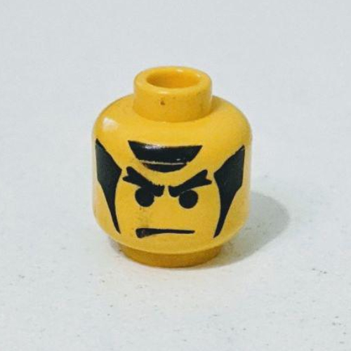 Lego Minifig Head Ninja, Male, Angry Eyebrows and Sideburns Ninja Print [Blocked Open Stud] / Yellow
