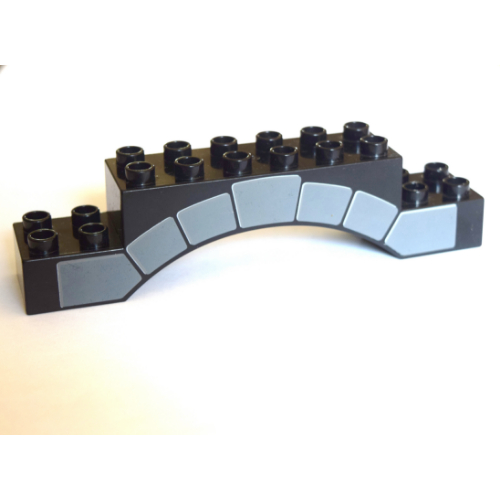 Lego Duplo Brick 2 x 10 x 2 Arch with Stonework Print / Black