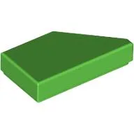 Tile 1 x 2 with Stud Notch Left / Bright Green