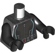 Lego Torso Jumpsuit with Zipper and Belt, Red Buckle and Metal Blue Lines Print (Black Widow), Black Arms and Hands / Pearl Titanium