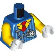 Torso, Bright Light Blue Striped Vest, Yellow Shirt, Red Tie, Pocketwatch Print, Yellow Arms, White Hands / Blue