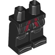 Lego Hips and Black Legs with Dark Red Straps, Silver Buckles,, Toes, Light Bluish Grey Knee Pads print / Black