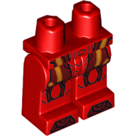 Lego Hips and Red Legs with Dark Red Armour and Toes, and Orange Lines / Red