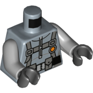 Lego Torso Wetsuit with Utility Belt, Pouches Print, Light Bluish Gray Arms, Black Hands / Sand Blue