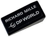 Lego Slope 18 2 x 1 x 2/3 with White 'RICHARD MILLE' and DP WORLD Logo Pattern Model Left Side (Sticker) - Set 76919