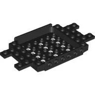 Vehicle Base 6 x 12 x 1 with Holes, 6 Studs On sides, 1 x 2 Cutouts on Ends / Black