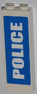 Lego Brick, Modified 1 x 2 x 5 with Channel with White 'POLICE' on Blue Background Pattern (Sticker) - Set 7498