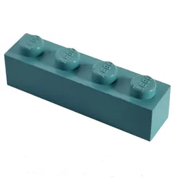 Modulex Brick 1 x 4 with LEGO on Stud / Modulex Pastel Blue