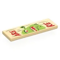 Tile 2 x 6 with Wooden Sign, 'BEWARE OGRE', Shrek Face, Right Half Print