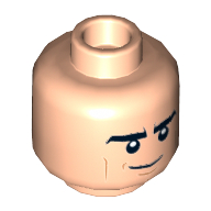 Lego Minifig Head Bruce Wayne (Batman), Dual Sided, Eyebrows, Tan Cheek Lines, Winking with Grin with Teeth / Determined Print [Hollow Stud] / Light Nougat