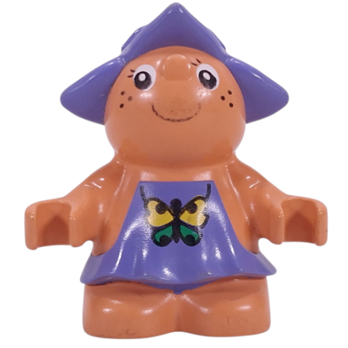 Lego Duplo Figure Little Forest Friend, Female, Medium Violet Dress and Butterfly Print (Jangle Bluebell) / Nougat