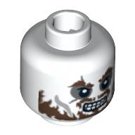 Lego Minifig Head Hector Barbossa, Ragged Brown Beard, Clenched Teeth Print [Blocked Open Stud] / White