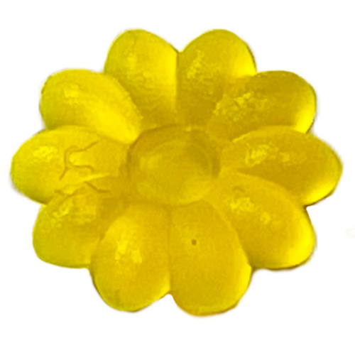 Lego Clikits Icon, Flower 2 x 2 Small, 10 Petals with Pin [Frosted] / Trans-Neon Yellow