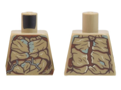 Lego Torso Dark Tan and Reddish Brown Tree Bark Plates, Sand Green Moss and Vines Pattern