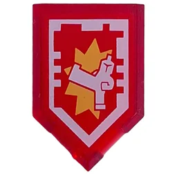 Tile Special 2 x 3 Pentagonal with Nexo Power Shield Print - Hyper Kick / Trans-Red