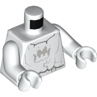 Lego Torso Stone Statue with Gray Crown on Chest Print, White Arms and Hands / White