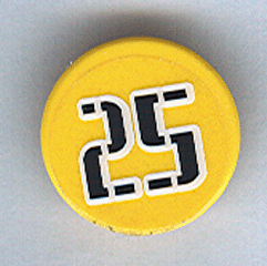 Lego Road Sign 2 x 2 Round with Clip with Black '25' with White Outline Pattern (Sticker) - Set 3424