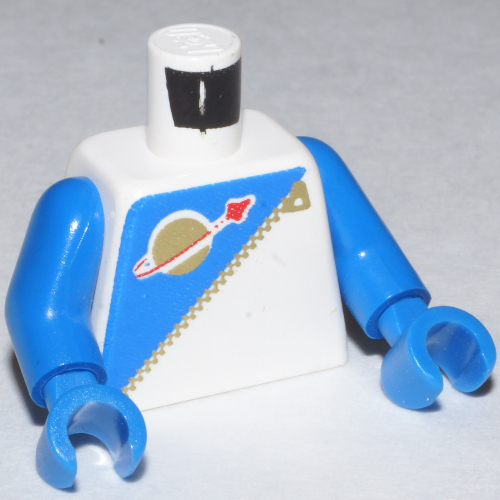 Lego Torso Classic Space Logo, Futuron Blue Print, Blue Arms and Hands / White