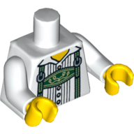 Lego Torso Lederhosen over Pinstriped Shirt Print, White Arms, Yellow Hands / White