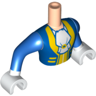 Lego Minidoll Torso Man with Blue Coat with White Ascot, Yellow Trim Print, Blue Arms with White Gloves Print / Light Nougat