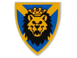 Shield Triangular with Lion Head, Blue and Yellow Print