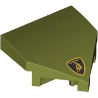 Brick Wedged, Curved 2 x 2 with Stud Notches with Lamborghini Bull Print / Olive Green