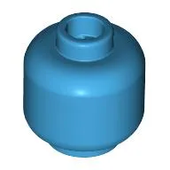Minifig Head [Plain] [Vented Stud - 2 Holes] / Dark Azure