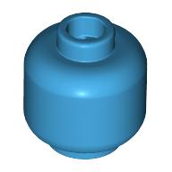 Lego Minifig Head [Plain] [Vented Stud - 2 Holes] / Dark Azure