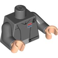 Lego Torso Jacket, Red and Blue Rank Badge, Silver Belt Buckle Print (Imperial Officer), Dark Bluish Gray Arms, Light Nougat Hands / Dark Bluish Gray