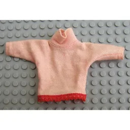 Scala, Sweater, Turtleneck Long Sleeve with Red Trim / Light Salmon