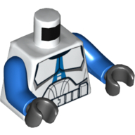 Lego Torso Armor with Blue 501st Legion Markings Print (Clone Wars), Blue Arms, Black Hands / White