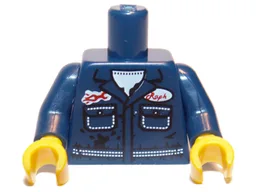 Torso Mechanic with Pockets, Oil Stains, White Undershirt, and Raph Name Badge Pattern / Dark Blue Arms / Yellow Hands
