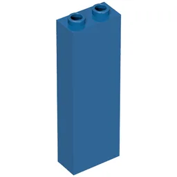 Brick 1 x 2 x 5 with Blocked Open Studs and Bottom Stud Holder with Asymmetric Ridges / Blue