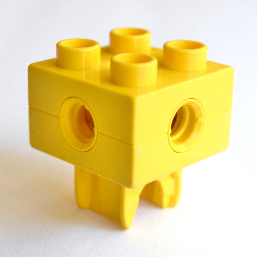 Lego Duplo Toolo Brick 2 x 2 with Holes and Clip on Bottom / Dark Gray