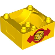 Duplo Train Cab / Tender Base with Bottom Tubes with Box and Arrows Print on Both Sides / Yellow