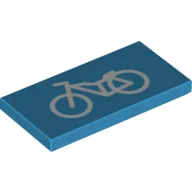 Tile 2 x 4 with Bicycle Print / Dark Azure