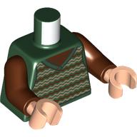 Lego Torso, Sweater, Dark Tan/Reddish Brown Scribbly Lines, Reddish Brown Shirt print, Reddish Brown Arms, Light Nougat Hands / Reddish Brown