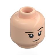 Lego Minifig Head Millicent Bulstrode, Dark Brown Eyebrows, Lopsided Smile / Orange/Reddish Brown Cat Face, Green Eyes / Light Nougat