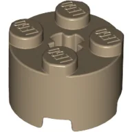 Brick Round 2 x 2 with Axle Hole / Dark Tan