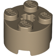 Lego Brick Round 2 x 2 with Axle Hole / Dark Tan