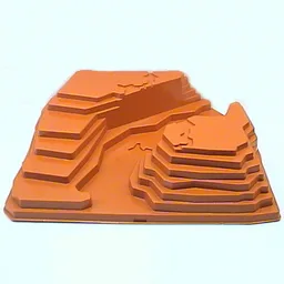 Baseplate Raised 32 x 42 Canyon Stepped No Studs / Dark Orange