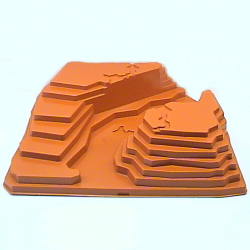 Lego Baseplate Raised 32 x 42 Canyon Stepped No Studs [6589] / Dark Orange