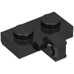 Hinge Plate 1 x 2 Locking with 1 Finger on Side, with Groove / Black