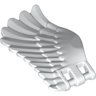 Lego Creature Body Part, Wing 4 x 7 Left with Feathers and Handles for Clips / White