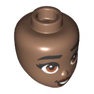 Lego Minidoll Head Black Eyebrows, Light Brown Eyes print / Medium Brown