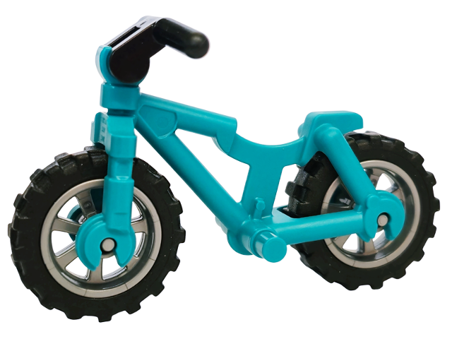 Lego Bicycle Heavy Mountain Bike with Clip for Handlebars with Flat Silver Wheels, Black Tires and Black Handlebars (5554 / 50862 / 50861 / 30031)