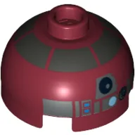 Brick Round 2 x 2 Dome Top with Silver Astromech Droid Print (R4-P17)