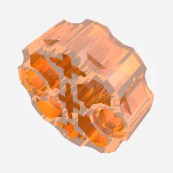 Large Figure Weapon, Barrel with 2 Pin Holes and 3 Axle Holes / Trans-Neon Orange