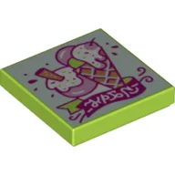 Tile 2 x 2 with Ice Cream World Print / Lime